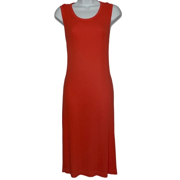 NWT! Splendid Sleeveless Ribbed Stretch Midi Dress in 
Gorgeous Orange. Size L. - Picture 1 of 6